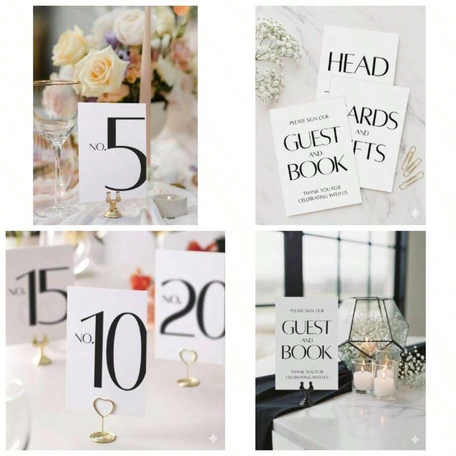 Arch Table Numbers 1 - 20+ Table, 4x6 Inch White Art Paper, Double - Sided, Gold Foil Embossed Details, Elegant Wedding Reception, Centerpiece Decoration, Event, Party, No Holders - 現代黑色 1-20 - 查看 1