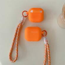 钥匙扣、挂绳简约橙色腕带耳机盒兼容 Pro 第 1/2/3/4 代蓝牙保护套 - 橘色 - 查看 7