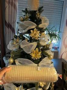 1/2Pcs Christmas Decorations 13 Types Of Net Ribbon 10 Yards Gold Polypropylene Mesh, DIY Wreath Bow Ribbon, Merry Christmas 2025 New Year Gift Wrapping Supplies Ribbon, Birthday Wedding Holiday Party Background Decorative Gauze, Christmas Tree Decoration, Wreaths, Stair Decoration Net Ribbon, Xmas Party Decor, Xmas Decor