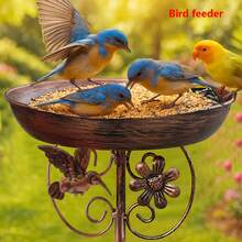 1pc Vintage Cast Iron Bird Bath & Feeder - Metal Design Easy To Clean, Stable 5-Claw Base, Ideal For Garden, Lawn & Holiday Decor, Perfect For Bird Watchers, Christmas & Garden Decoration
