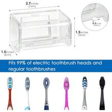 Soporte para cepillo de dientes montado en la pared con tapa para el baño, organizador de almacenamiento de cepillo de dientes para la ducha, colgador de cepillo de dientes autoadhesivo con dispensador de pasta de dientes automático - transparente - Ver 4