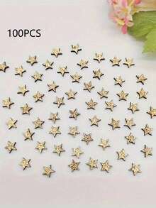 100 件迷你木制星星装饰，双面金色闪亮星星装饰，未完成的空白木制星星切片木制工艺品，适用于圣诞节装饰、DIY 剪贴簿派对工艺品、圣诞节餐桌装饰、节日派对装饰、居家装饰、节日礼物、生日、婚礼、母亲节、情人节 - 彩色 - 查看 14