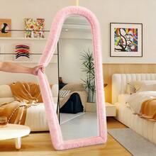 1pcs Fluffy Mirror Cover - 64"X21" Full Length Stretch Universal Ultra Soft Non-Slip Cover Warm Home Decor For Bedroom Cloakroom, Gift For Girls - 彩色 - 查看 7