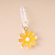 1 pieza Encanto de margarita amarilla/Tapón antipolvo para puerto de carga de teléfono móvil/Colgante decorativo/Adecuado para iPhone/Tipo-C/Conector Android