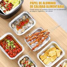 Paquete de 110 Charolas de Aluminio, Charolas para Hornear con Tapas Transparentes, Recipientes de Aluminio de 15 x 12 cm Adecuado para Catering Barbacoas - 110 piezas - Ver 3