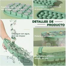 Bandeja De Cubitos De Hielo Con Tapa Y Cubo De Hielo, 28 Moldes De Hielo Y 26 Cubitos De Hielo En Miniatura, Cubo De Hielo Con Tapa Y Asa Y Pala De Hielo Verde - verde - Ver 4