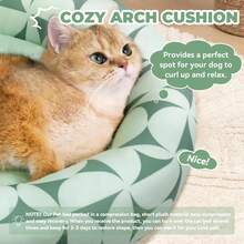 20in Washable Round Donut Indoor Pet Bed For Cats, Small Dogs, Puppies, Kittens - Anti-Slip Bottom, Calming Bed - Pink - Hoa văn màu xanh lá cây - Xem 3