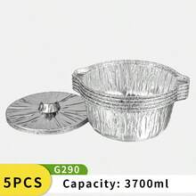 5/10pcs Set Thick Aluminum Foil Pot With Lid, Lightweight Cookware For Holiday Cooking, Compact Design, Durable, Suitable For Home Bakers And Outdoor Enthusiasts