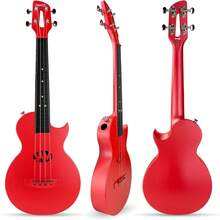 Carbon Ukulele With, & Strap - Red - Black - View 9