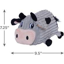 Outward Hound Fattiez Pig Plush Squeaky Dog Toy, Small - Bò xám - Xem 3