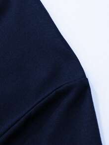 Kaos Pria Lengan Panjang Kerah Bulat Minimalis Warna Polos, Pakaian Kasual Sehari-hari - Navy Blue - View 4