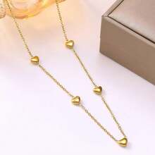 4pcs Stainless Steel Luxury Heart Jewelry Set For Women, Titanium Steel 18K Gold Plated Necklace, Bracelet, Earrings, Unique Design, Sweet & Cool, Great Gift