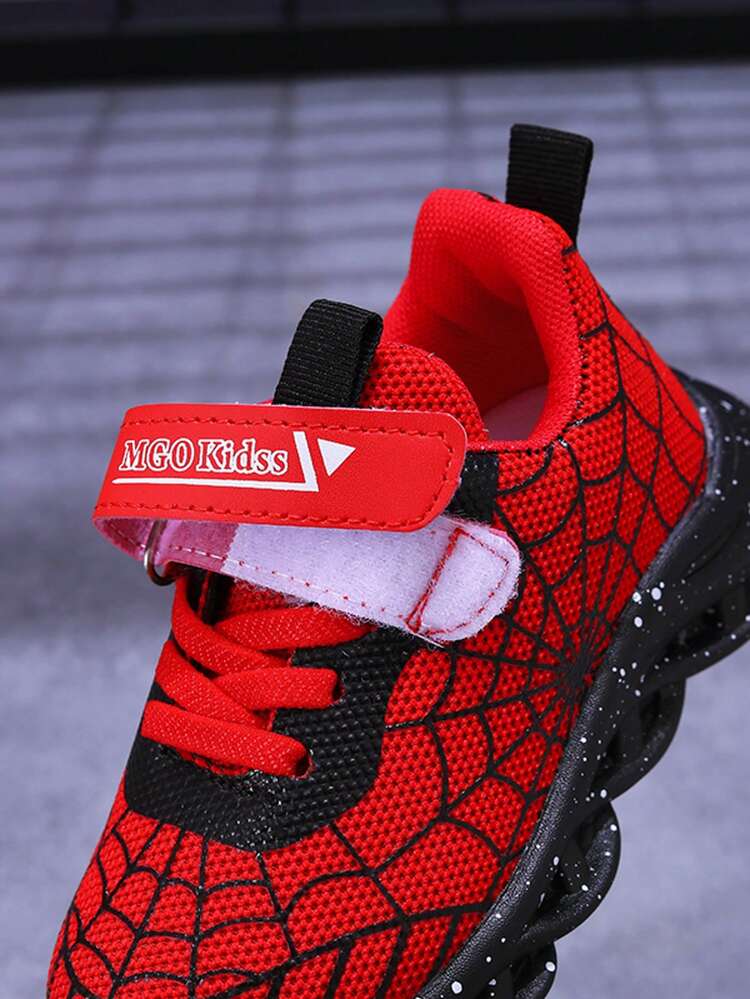 MGO Kidss MGO Kids Boys Shoes With Light-Up Soles, 2024 Spring & Autumn New Fashion Spiderweb Luminous Sneakers For Boys, Mesh Breathable Sports Shoes, 1-6 Years - Red - View 7