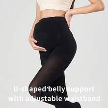 1 Stück, ein Paar schwarze Umstandsstrumpfhosen aus hochelastischem Material, mit verstellbarem Bund und Antirutsch-Funktion, für lang anhaltenden Sitz und bequemes Tragen, in schlichtem und praktischem Stil, für den täglichen Gebrauch während der Schwangerschaft.