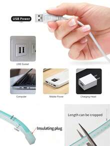 USB 柔性觸控調光 LED 霓虹燈條 1m/2m/3m/4m/5m 可調亮度 5V 環境照明燈條，適用於直播、化妝鏡、浴室梳妝鏡、臥室家居裝飾氛圍燈 - 冰藍色 - 查看 10