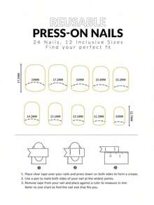 24pcs Short Square Ombre Minimalist Jelly Nail Stickers Set, Suitable For Party, Ball Or Daily Wear To Enhance Your Style Press On Nails - Clear - View 6
