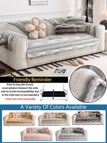 1pc Rabbit Fur Sofa Cushion Cover, Tie-Dye Striped, Thick & Warm For Winter, Anti-Slip & Anti-Scratch Sofa Protector, Ins Style
