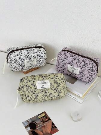 1 PC Fabric Cosmetic Bag, Multi-Function 3D Zipper Storage Pouch, Travel Portable Organizer Inner Bag Clutch Travel Essentials For Vacation Summer Holiday Back To School School Stuff Bag For School Travel Bag For Women Makeup Bag For Travel Supplies, Clutch, Pocket, Women's Clutch, Gifts For Women, Christmas Gifts, Gift Ideas For Women