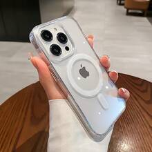 Luxury Magnetic Wireless Charge Clear Phone Case for  17 Air 16 15 14 Plus 13 12 11 Pro Max Mini Shockproof Hard Acrylic Protective Cover - Estilo 1 (1 pieza) - Ver 13