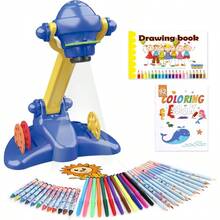 Drawing Projector For Art And Craft Kit Including Colored Pencils Crayons Coloring Books Toys For 3+ Year Old Boys Blue Drawing Kit V2