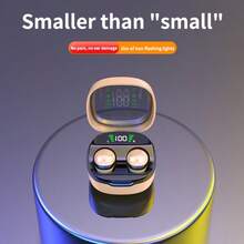 超紧凑无线耳塞，佩戴舒适，5.4G 无线入耳式耳机，带动态驱动器，Type-C 充电，无线连接，高清 LED 电池指示灯，双耳塞带电容式麦克风，8mm 振膜，适合运动和睡眠，ABS 塑料材质，男女通用隐形耳机 - 彩色 - 查看 13