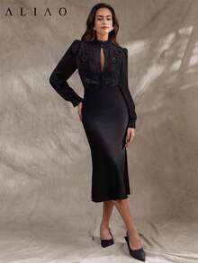 Aliao Elegant 3D Floral Embroidery Lace Ruffle Collar Blouse, Suitable For Holiday Outings, Wedding Season, Valentine's Day, Bohemian Style, Business Casual Women's , Button-Up Shirt, New Year