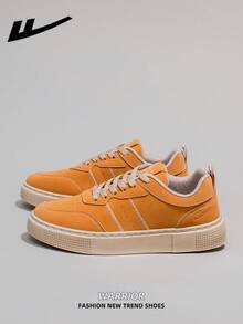 WARRIOR Casual Men's Shoes, Comfortable & Versatile Solid Color Flat Casual Walking Sneakers, Lace-Up Soft Sole Casual Shoes, Low-Top Outdoor Flat Shoes, Round Toe Low Heel Non-Slip Solid Color Elegant Soft Bottom Hiking Shoes, Men's Low-Top Leather Casual Skateboard Shoes