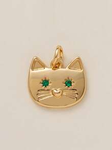 1PC Fashionable DIY, Simple And Elegant, Heart-Shaped Zirconia Cat Maple Leaf Pendant, Gold-Plated And Color-Preserved 14K