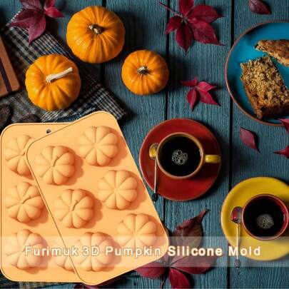 Confezione da 2 stampi in silicone a forma di zucca, stampi per candele di Halloween 3D, resina epossidica, stampi per sapone autunnale, stampi per teglie da forno per cioccolatini, decorazioni per torte da cucina, stampo per fondente per il Ringraziamento