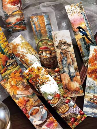 30 件秋季书签 DIY 装饰办公用品阅读书籍书页标记纸卡彩色留言标记