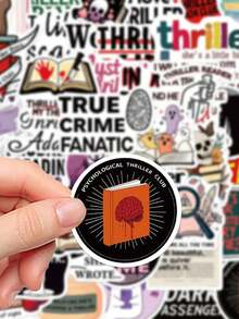 50 pegatinas de libros de terror para maletas, portátiles, álbumes de recortes, diarios, botellas de agua, cascos de guitarra, calcomanías DIY - Multicolor - Ver 6