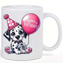 Happy Birthday!11oz Coffee Cup - Cute Dalmatian Puppy Insulated Reusable Travel Mug With Easter Hat And Balloon Design, Hand Wash Only - Coffee Lovers, Men & Women, Reusable Beverage Container| Contrary To Product Description, This Cup Cannot Be Washed By Hand Only.It Can Be Dishwasher.Coffee Bar Accessories - Hồng - Xem 7
