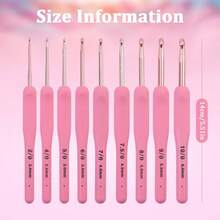 Bộ 9 móc len kèm hộp đựng, bộ móc len cán mềm, dụng cụ đan len thủ công DIY (kim đan nhiều màu và bút đánh dấu mũi đan) - Nhiều màu - Xem 5