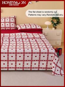 1 cearșaf plat cu imprimeu în carouri de Crăciun, microfibră 80g, moale, hipoalergenic, respirabil, lavabil la mașină, anti-șifonare, rezistent la decolorare și micșorare, țesut, lenjerie de pat decorativă elegantă și încântătoare, certificat Oeko-Tex