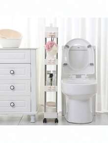 عربة متعددة الوظائف، عربة تخزين رفيعة جداً مع تصريف فارغ، عربة تخزين نحيفة، رف ضيق (العرض 12 سم)، رف تخزين للحمام والمطبخ وغرفة الغسيل، منظم موفر للمساحة، رف أرضي متعدد الطبقات - مصنوع من الفولاذ المقاوم للصدأ والبلاستيك (يمكن استخدامه لغسل الخضروات)، مناسب للأماكن الضيقة