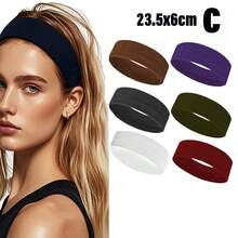 6pcs Women's Multi-Color Solid Color Sports Sweat-Absorption Headband, Running Fitness Hair Band For Protecting Forehead Casual Yoga Headband Pack Set For Women Men In Black White Grey Brown Sport Headband Pack For Women Men Athletic Hairband In Black White Grey Brown Navy Blue