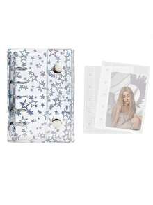 预算活页夹封面 透明PVC闪光星星 可起球笔记本保护套 带2个按扣 适用于现金信封系统 日记本 计划整理文件夹 - 彩色 - 查看 7