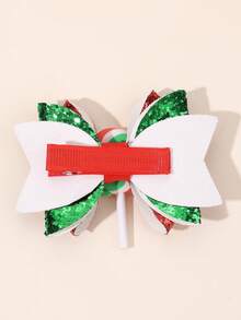 2PCS Merry Christmas Glitter Bow Hair Clip Cute Lollipop Decoration Shiny Party Children Kids Hair Accessories