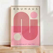 1pc Bauhaus-Inspired Canvas Art Print, Frameless, Chic Pink Abstract Geometric Art Posters, Decorative Wall Painting With Modern Geometry Design, Ideal For Home And Office Decor, Perfect Holiday Gift, Mid-Century Style Wall Decor, No Frame