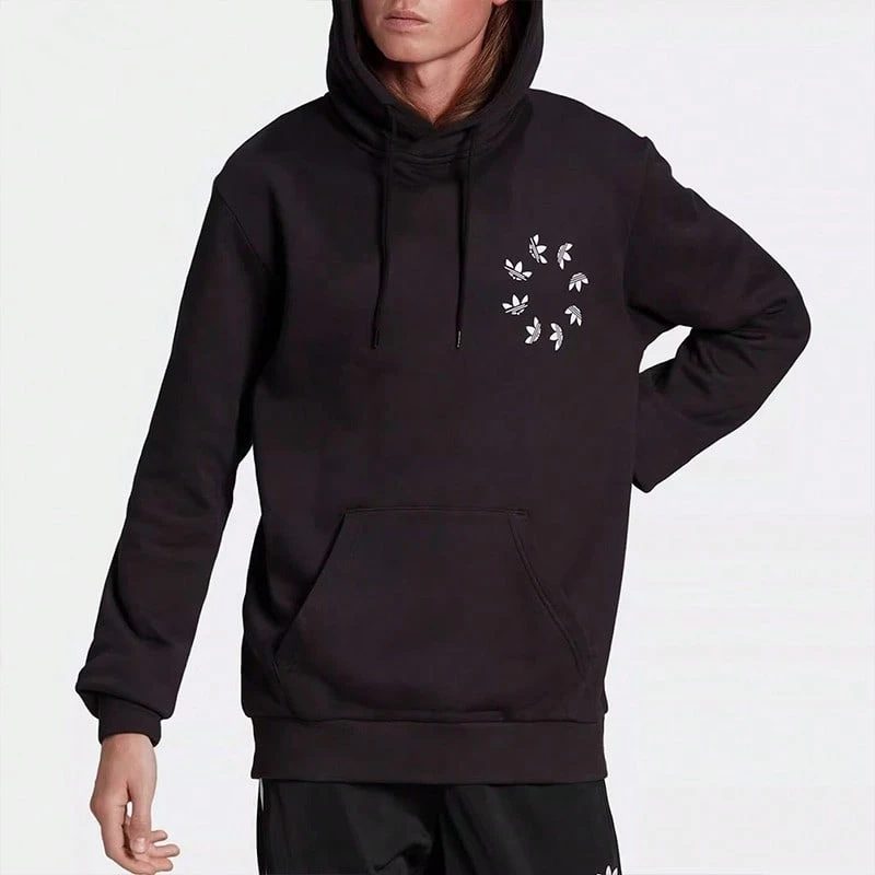 Adidas 阿迪达斯男士新款舒适简约连帽休闲卫衣 - 黑色 - 查看 1