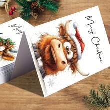 12pcs Funny Highland Cow Christmas Greeting Cards With Envelopes, Holiday Blessing Cards For Friends And Family, Universal Christmas Celebration Cards, Blessing Cards - Multicolor - View 4