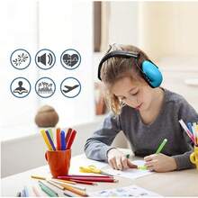 Kids Noise Reducing Earmuffs In Pink, Adjustable Headband With  Design, Hearing Protection For Children's Sleep And Study - Blue - View 3