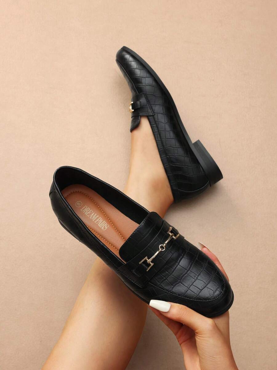 Women Loafers Flats Non-Slip Penny Loafers With Metal Detail Classic Vintage Commute Ladies Dress Shoes - 彩色 - 查看 1