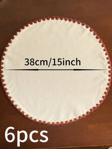 1/4/6/12 件白色刺绣圆形餐垫，日式简约风格，适用于家庭厨房、餐桌装饰，可水洗和重复使用，非常适合节日、派对、生日、婚礼、晚宴