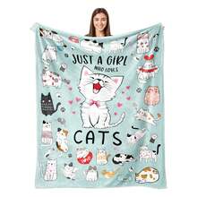Cat Blanket Gifts For Cat Lovers Soft Flannel Cats Throw Blanket Cats Stuff For  Adults 50"X40" Pop  Gift (Multiple Sizes Available) Nordic Style Acrylic Rectangular Office Nap Sofa Blanket, Air Conditioning Blanket, Knitted Small Blanket, Shawl Cover Blanket, Bed End Blanket Soft & ,Skin-Friendly Multi-Size Versatile Blanket ,Lettering Numbers Doodle Christmas Blanket,Chicken PrintingPerfect Christmas, Halloween, Birthday Gift For Home Decor,Uplifting Gift For Friends, Family, Happy Valentine's Day,Happy New Year. - 彩色 - 查看 1
