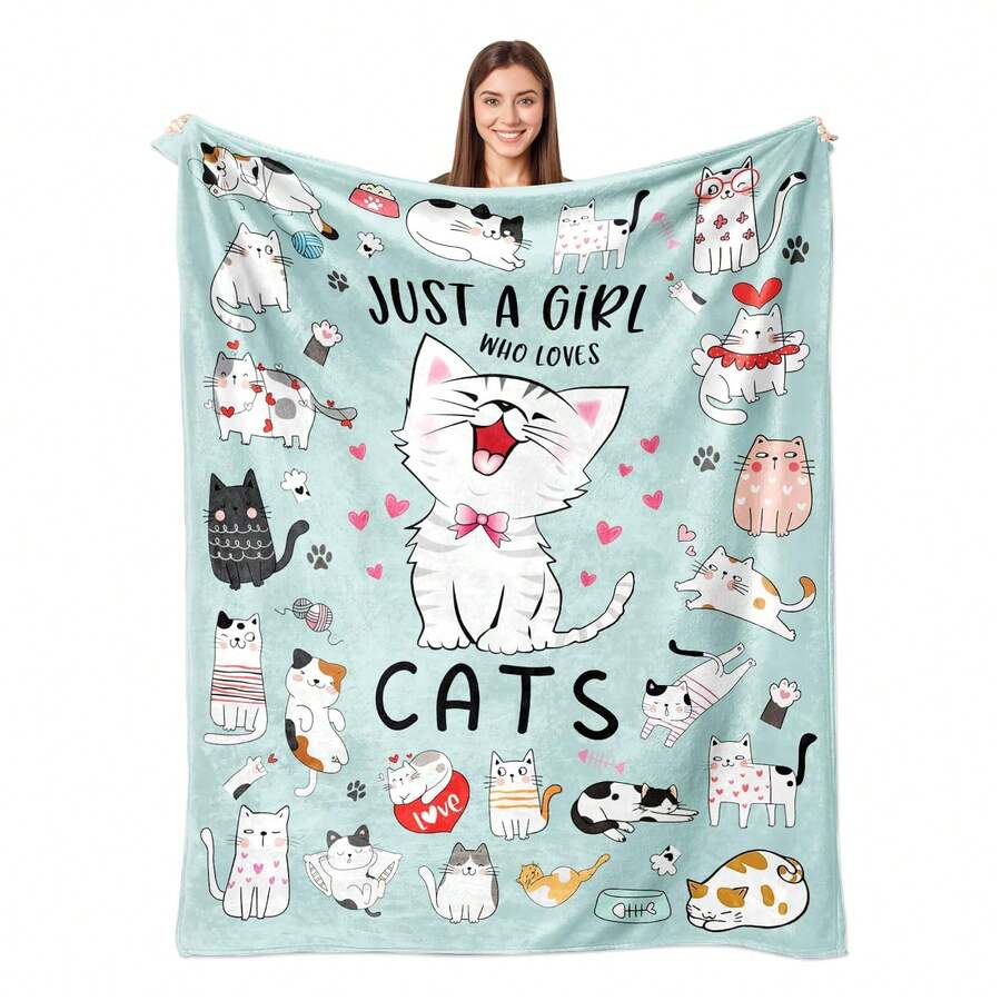 Cat Blanket Gifts For Cat Lovers Soft Flannel Cats Throw Blanket Cats Stuff For  Adults 50"X40" Pop  Gift (Multiple Sizes Available) Nordic Style Acrylic Rectangular Office Nap Sofa Blanket, Air Conditioning Blanket, Knitted Small Blanket, Shawl Cover Blanket, Bed End Blanket Soft & ,Skin-Friendly Multi-Size Versatile Blanket ,Lettering Numbers Doodle Christmas Blanket,Chicken PrintingPerfect Christmas, Halloween, Birthday Gift For Home Decor,Uplifting Gift For Friends, Family, Happy Valentine's Day,Happy New Year. - 彩色 - 查看 1