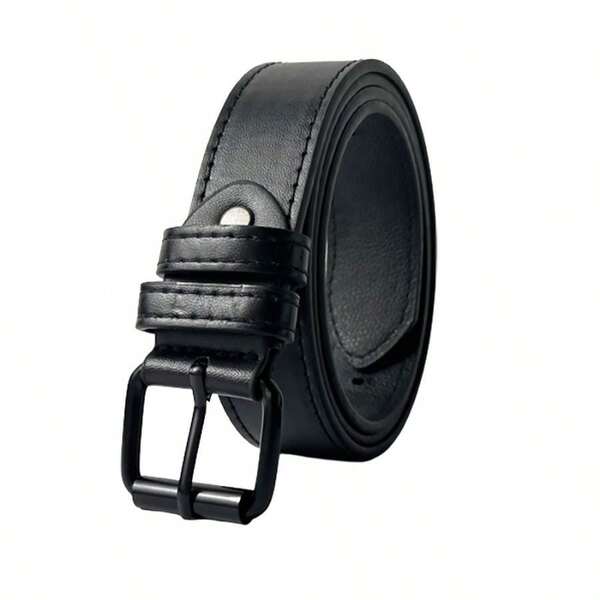 1 Stück Herren Schwarzer Lässiger Minimalistischer Gemischter Rad Schnalle PU Leder Gürtel, Geeignet für den täglichen Gebrauch und den Geschäftsgebrauch, Vintage Herbst/Winter Stadtoutfit Denim Klassisch Weihnachten Modische Geschenkidee für den Freund