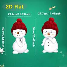 2D Flat, 2pcs Snowman Lawn Decorations With Stakes - Heavy-Duty Plastic Winter Yard Signs, Red & White Snowmen With Smiling Faces & -Like Hat Design, Easy Ground Installation For Christmas, New Year, Garden, Patio - No Electricity Needed, 2D Flat
