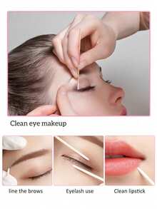 Bag Pointy Embroidery Cotton Swab Makeup And Beauty Disposable Small Cotton Swab Superfine Pointed Mouth Single Head Cotton Swab Eyeliner Eyeliner Disposable Wooden Mini Eye Black Stick Does Not Raise Hair, Eyelash Extension Tool And Glue Remover, Mini Cosmetic Brush
