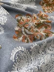 1pc Women's Autumn/Winter Faux Cashmere Embroidered Scarf, Thick Warm Tasseled Embroidered Bohemian Style Travel Shawl Poncho - Light Grey - View 3